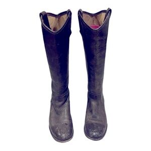 Frye brown distressed pull on riding boots boots